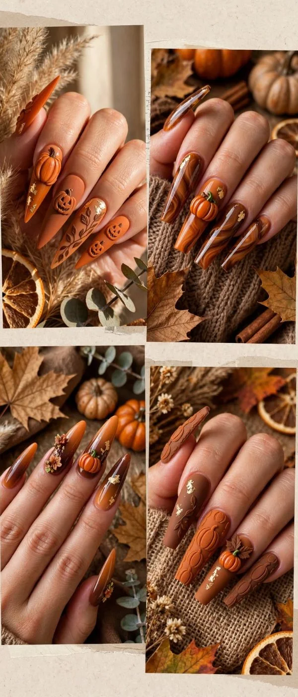 Pumpkin Nails Acrylic