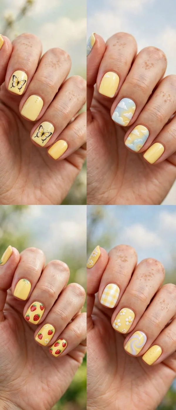 Spring Nails Butter Yellow