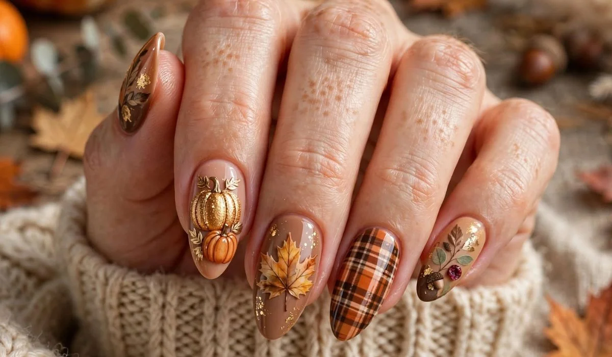 Thanksgiving Nails Almond