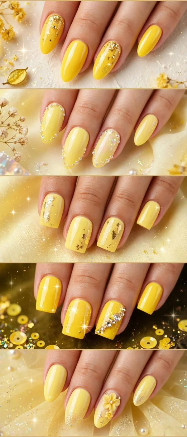 Yellow Hoco Nails